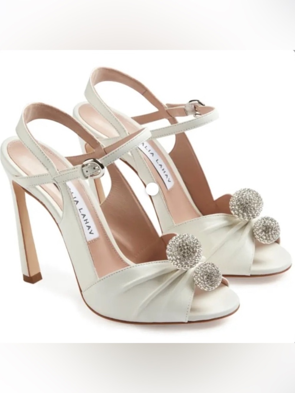 Galia Lahav crystal-accessorized slingback sandals Ivory Nappa Leather.